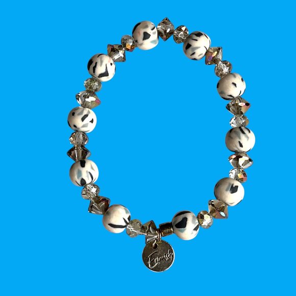 Erimish Confetti Beads Beaded Bracelet Logo Tag Stackable Stretch - Picture 2 of 3